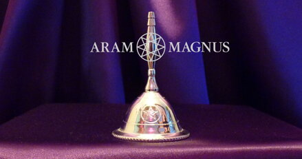 Zvonek rituální s pentagramem postříbřený