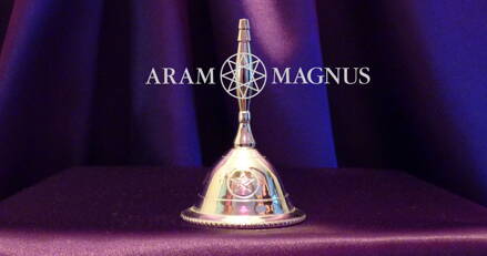Zvonek rituální s pentagramem postříbřený