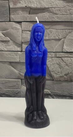 SANTERIA Svíce figurální modro černá Nikanor žena 20 cm