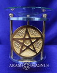 Aromalampa kov sklo s pentagramem, výška 11,5 cm, průměr 10 cm