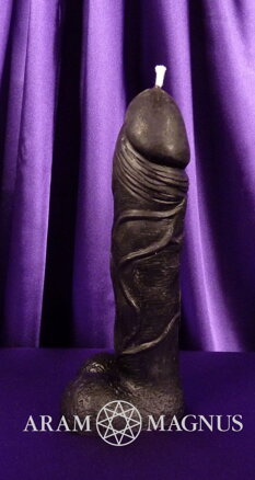 Svíce milostná penis černý 16,5 cm včelí vosk
