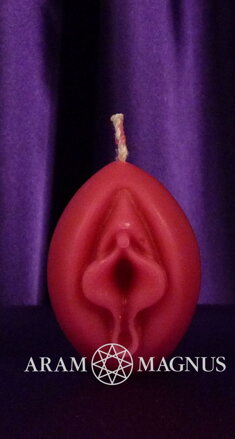 Svíce milostná vagina růžová 5 cm včelí vosk