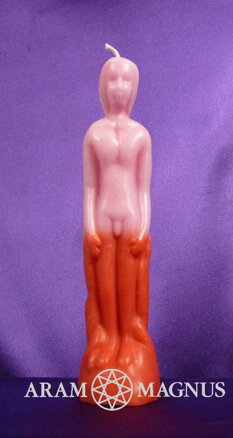 KLUB ARAM MAGNUS Svíce figurální růžovo červená Pomba Gira muž 20 cm