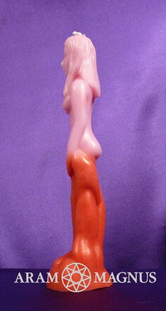 SANTERIA Svíce figurální růžovo červená Pomba Gira žena 20 cm