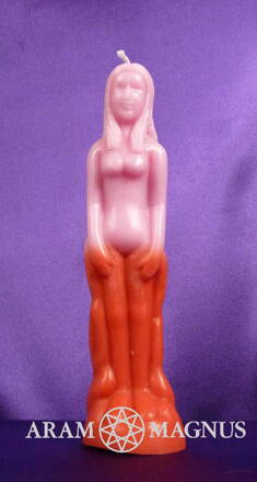 SANTERIA Svíce figurální růžovo červená Pomba Gira žena 20 cm