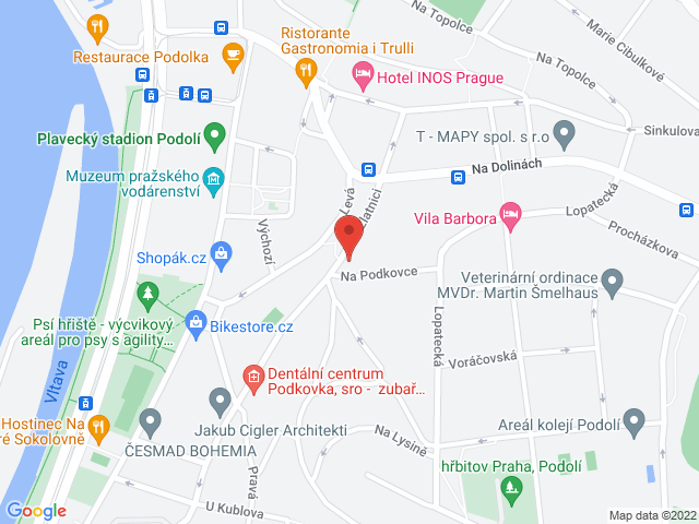 Google map: Na Zlatnici 8, Praha